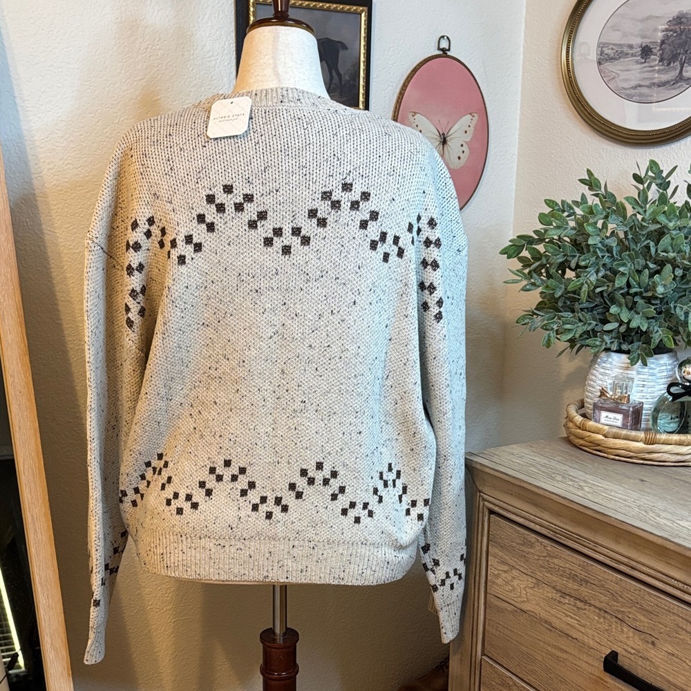 Altar’d State Cozy Cream and Brown Sweater with Boot Design - Picture 6 of 8